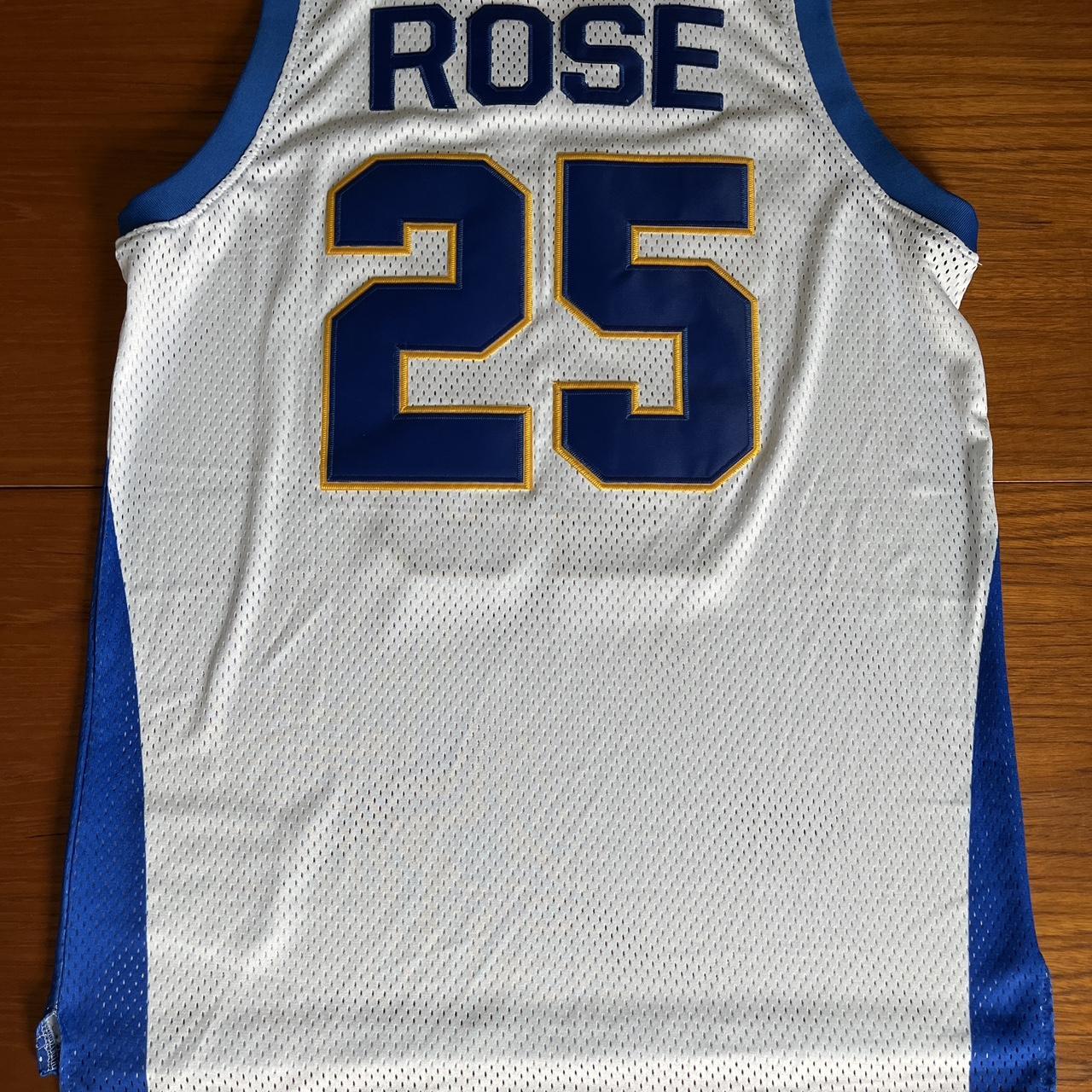 Custom Derrick Rose #25 HS Basketball Jersey Men's Stitched White Blue