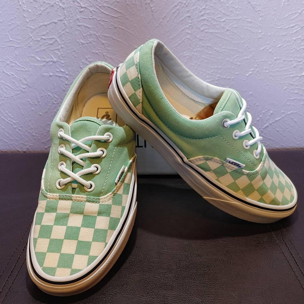 Vans Old Skool green white Low checkered US Womens. Depop