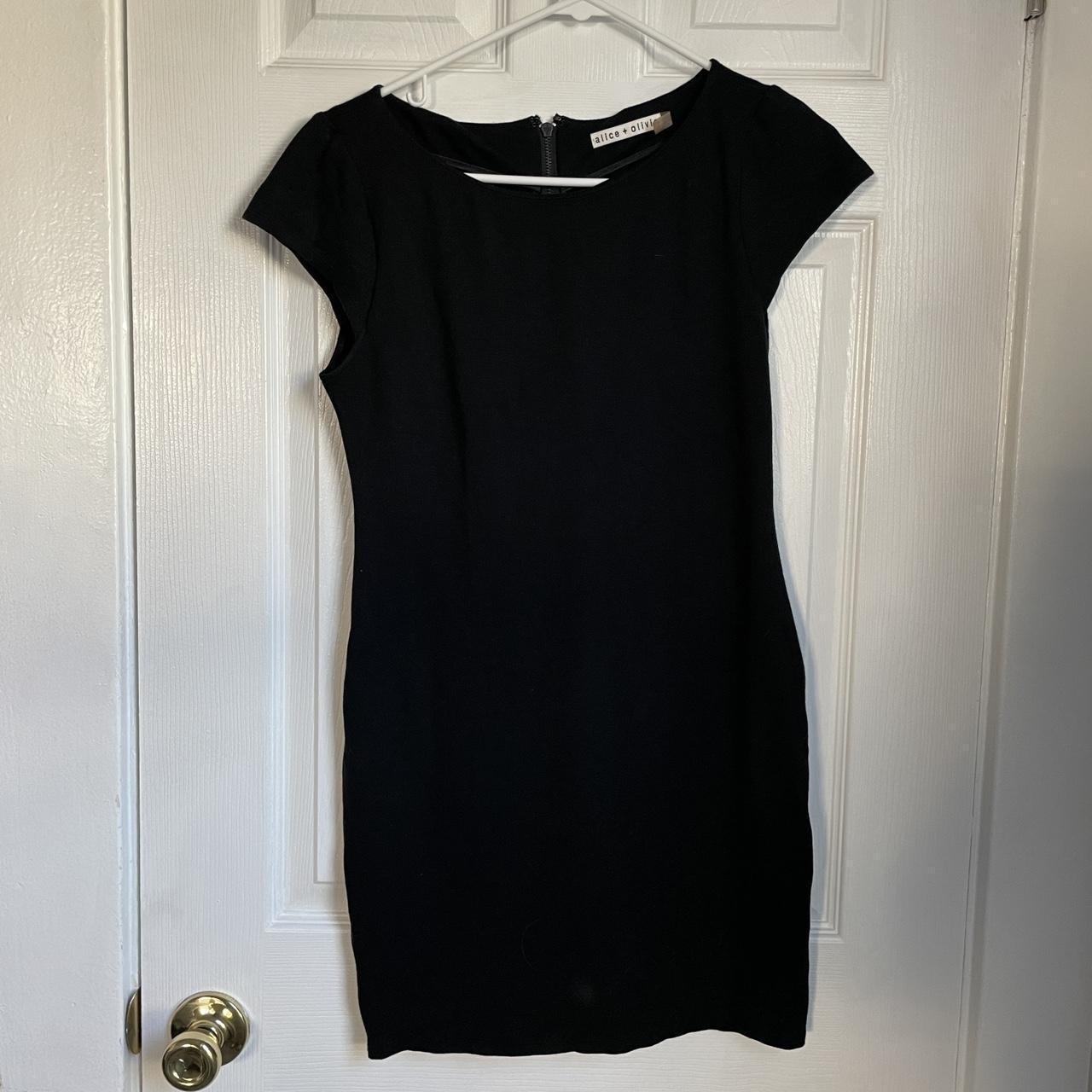 Alice + Olivia black cap sleeve mini dress cocktail... - Depop