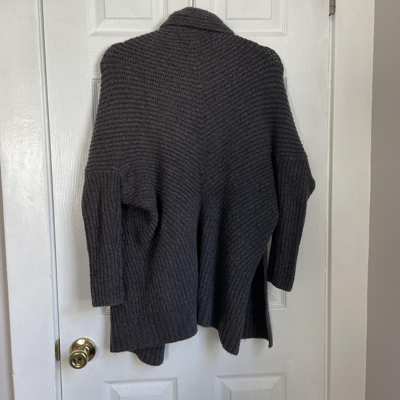 Aerie Ribbed Shawl Open Front Cardigan Dark Grey. Depop