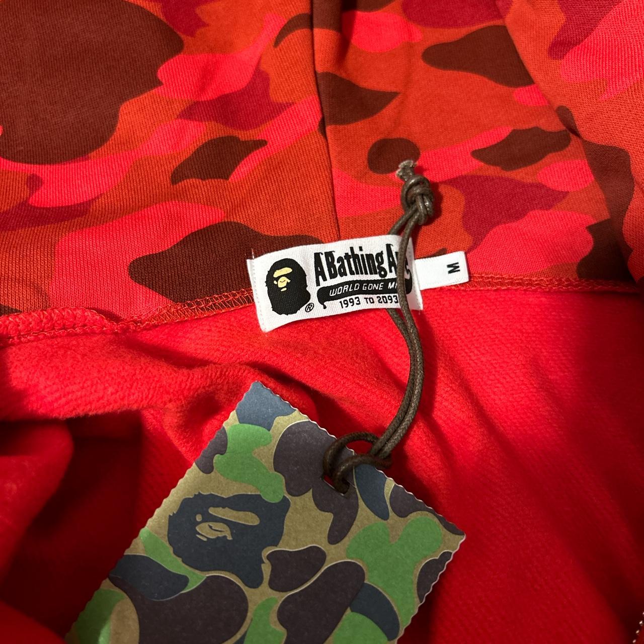 BAPE Men's Red and Black Hoodie | Depop