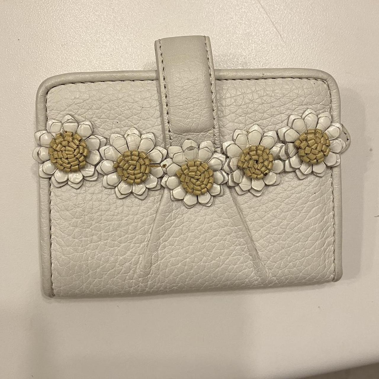 white cream colored wallet adorable floral