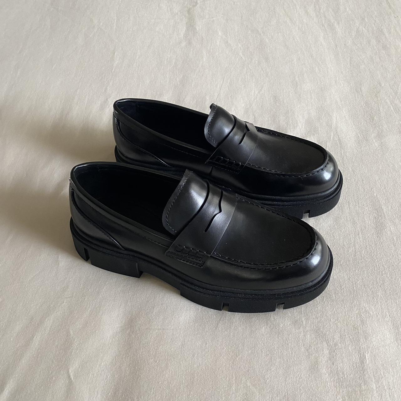 ZARA Chunky Loafers Black leather Perfect... Depop