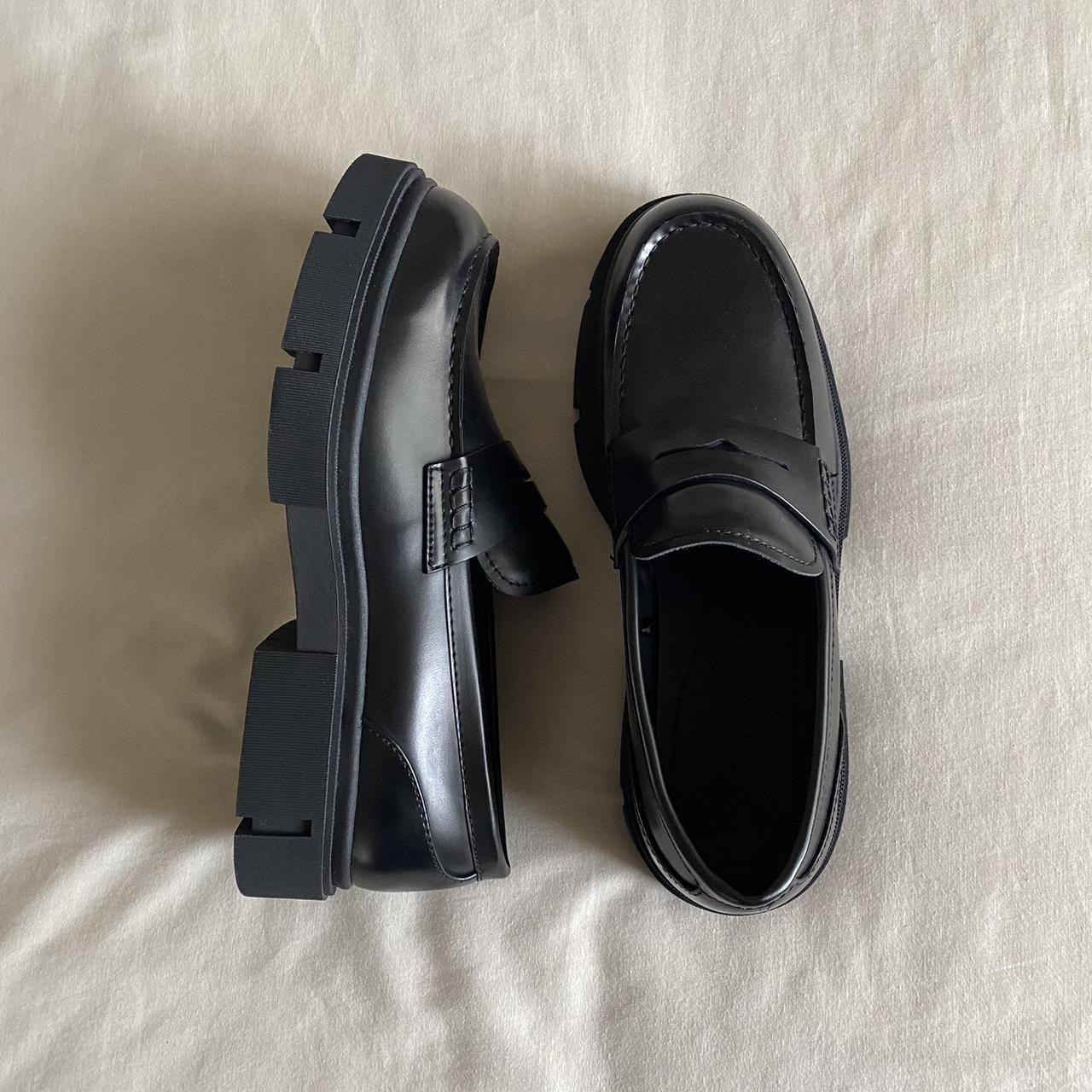 ZARA Chunky Loafers Black leather Perfect... Depop