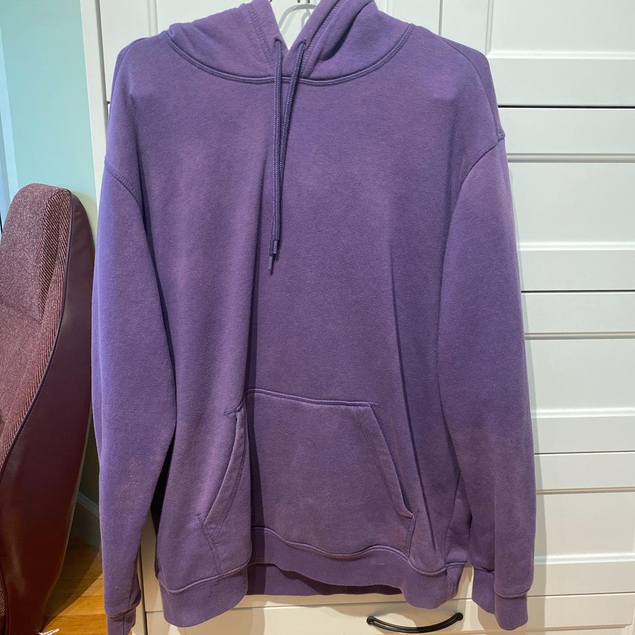 H&M purple hoodie SIZE M has bleach stains that... Depop
