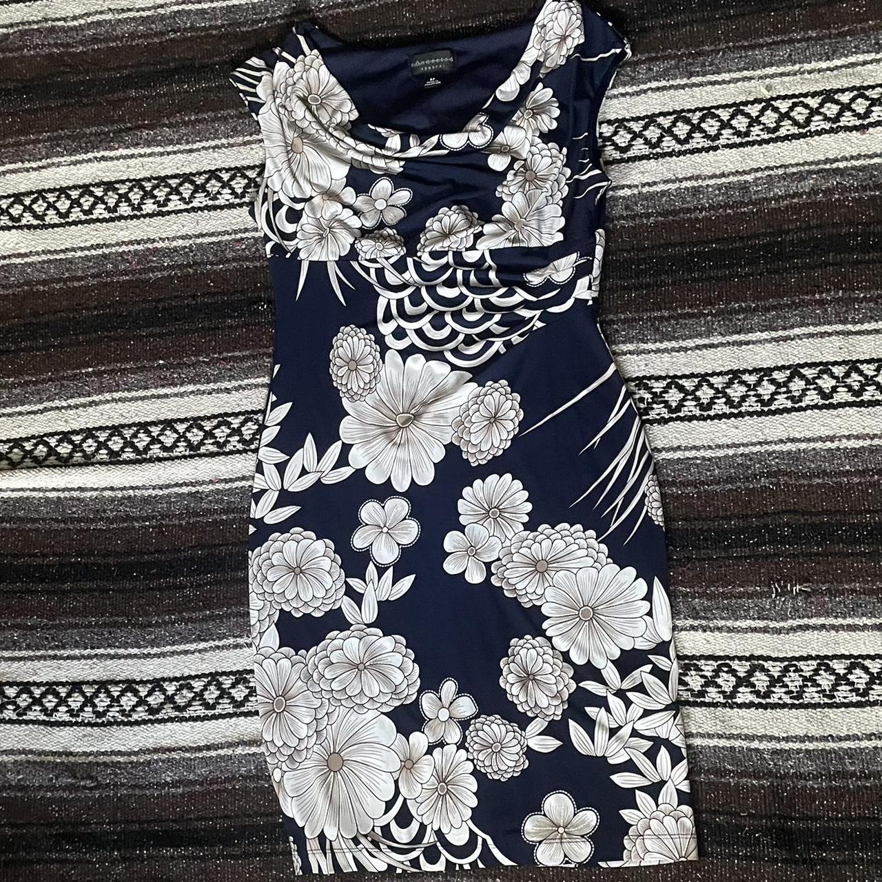 Connected Apparel Women's Bodycon Dress Navy/Blue S – Floral