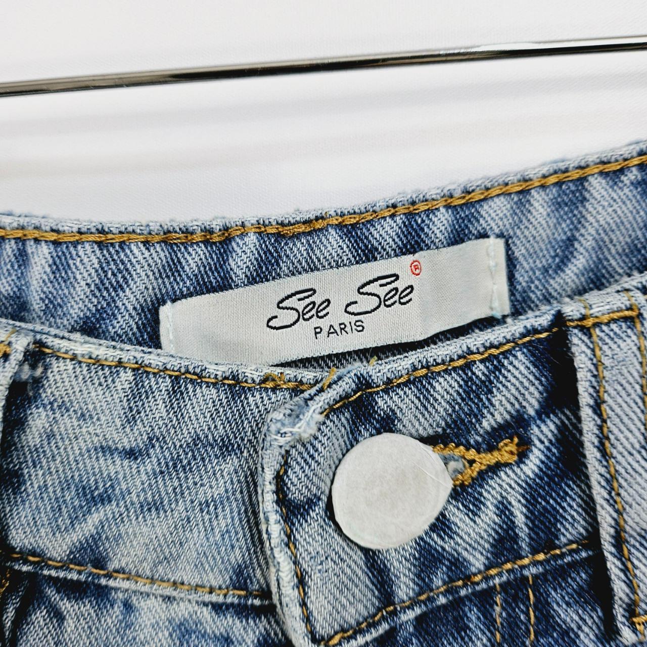 See See Paris - NEW - Split Hem Straight Leg Blue | Depop