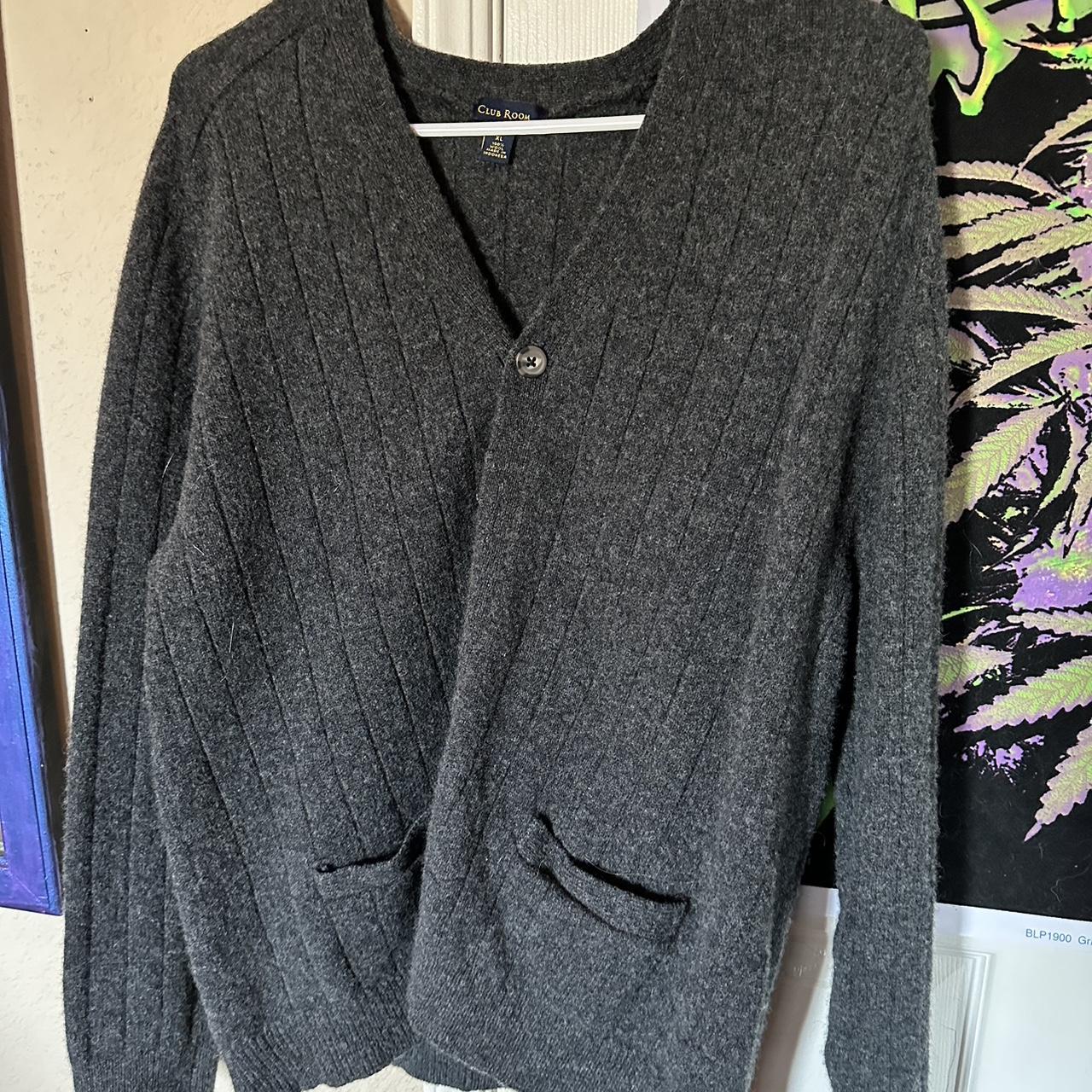 L/XL Grey Knit Cardigan. Brand Club Room. Super... - Depop