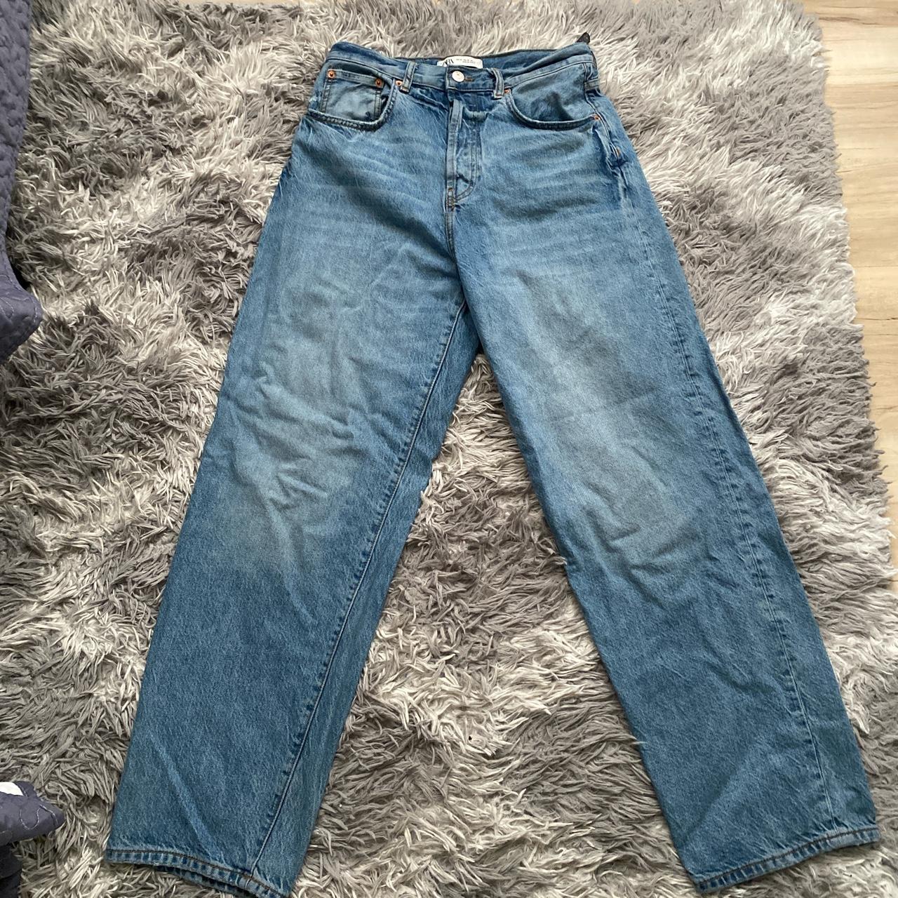 Zara Men's Blue and White Jeans | Depop