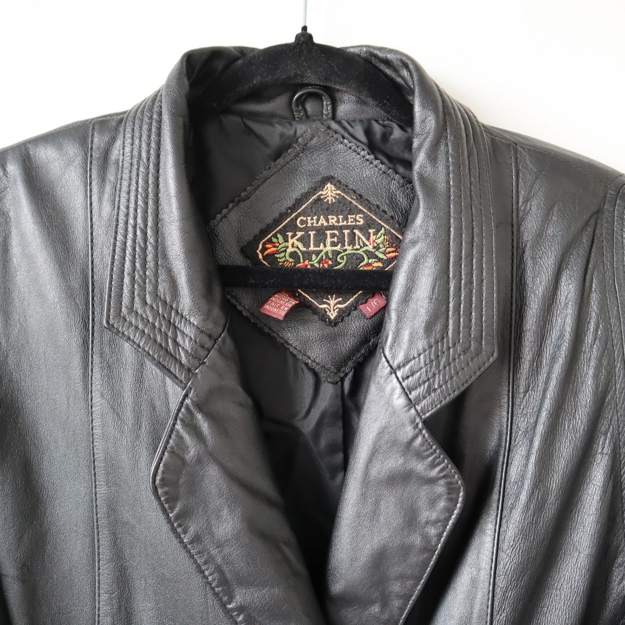 Vintage Charles Klein Black Genuine Leather Trench. Depop