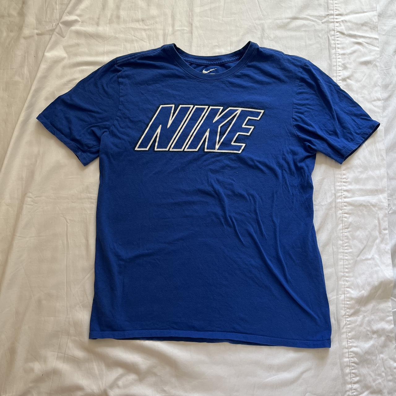 Nike Men's Blue and White T-shirt | Depop