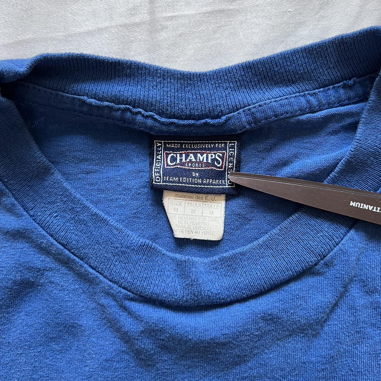 Champs Sports Men's Blue and Yellow T-shirt | Depop