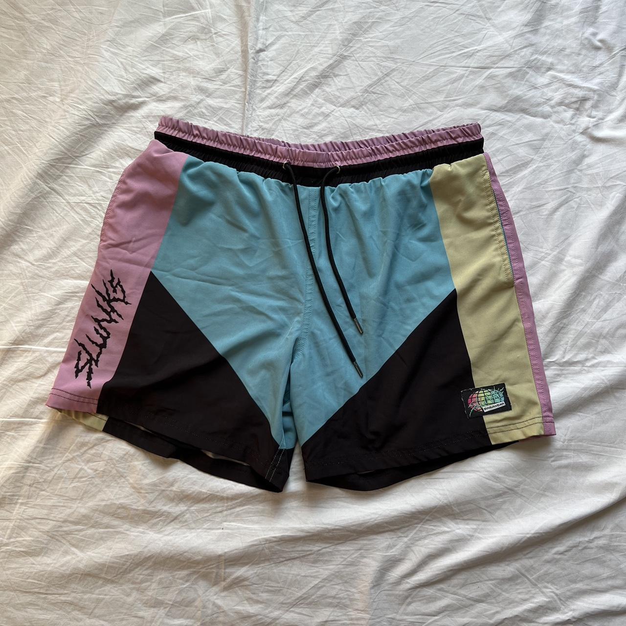 Slunks shorts 90s style color block shorts Men’s... Depop