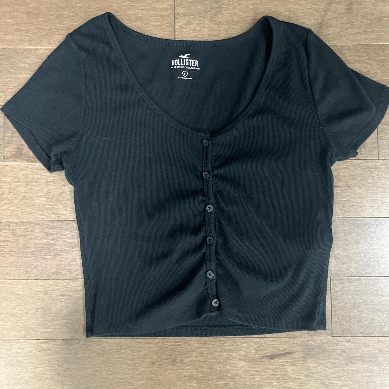 Hollister black cropped button No longer sold Depop