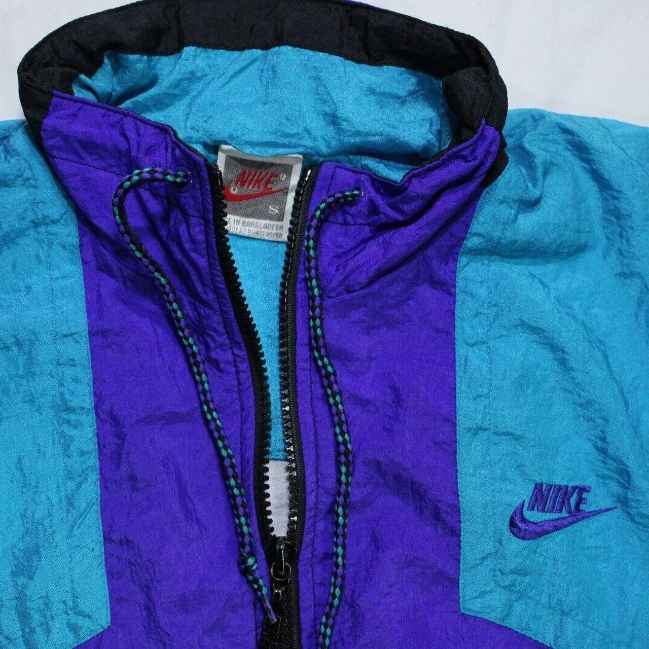 Vintage Nike Jacket Large Light Blue Colourblock Zip... Depop