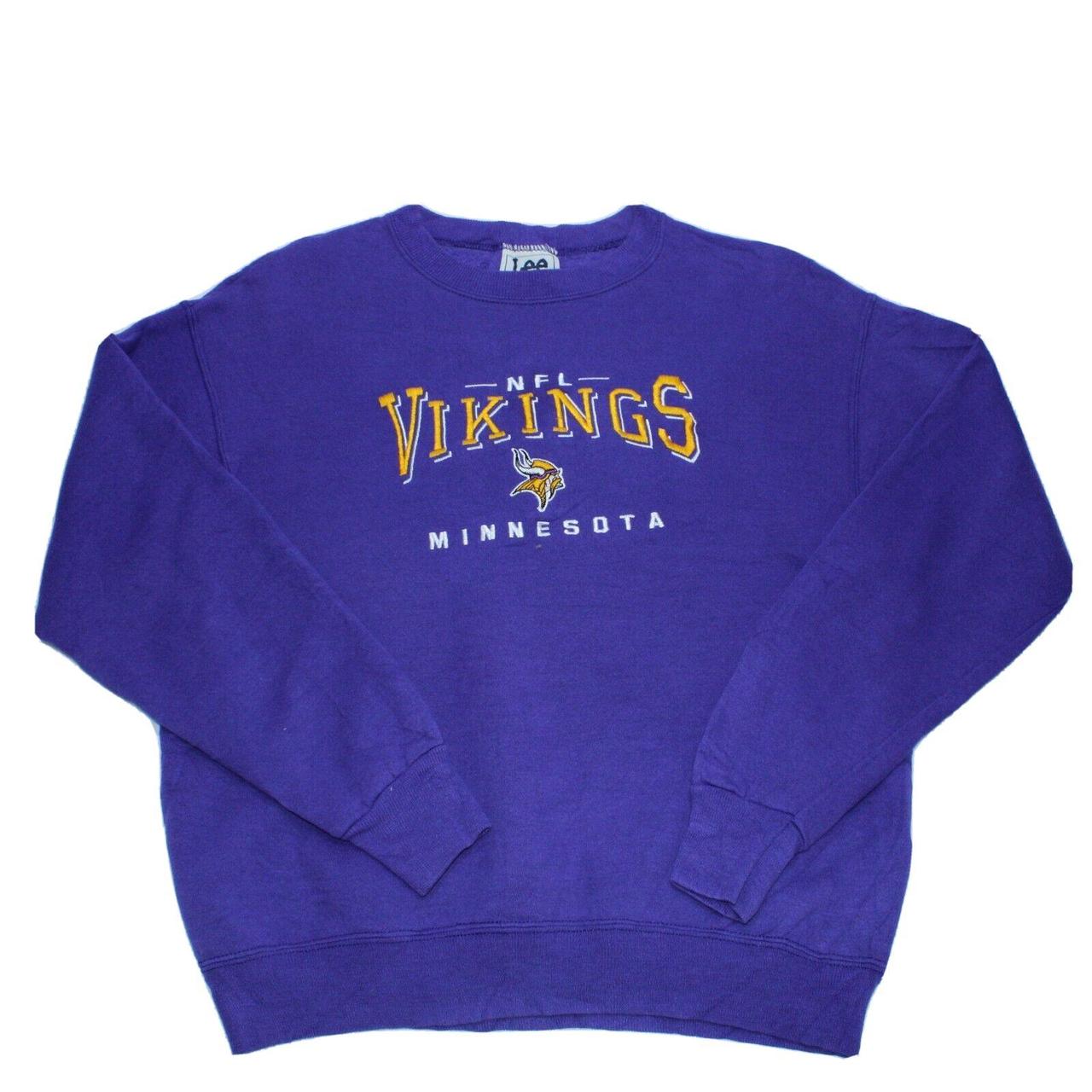 90s Vintage NFL Grey Vikings fleece Crewneck - Depop