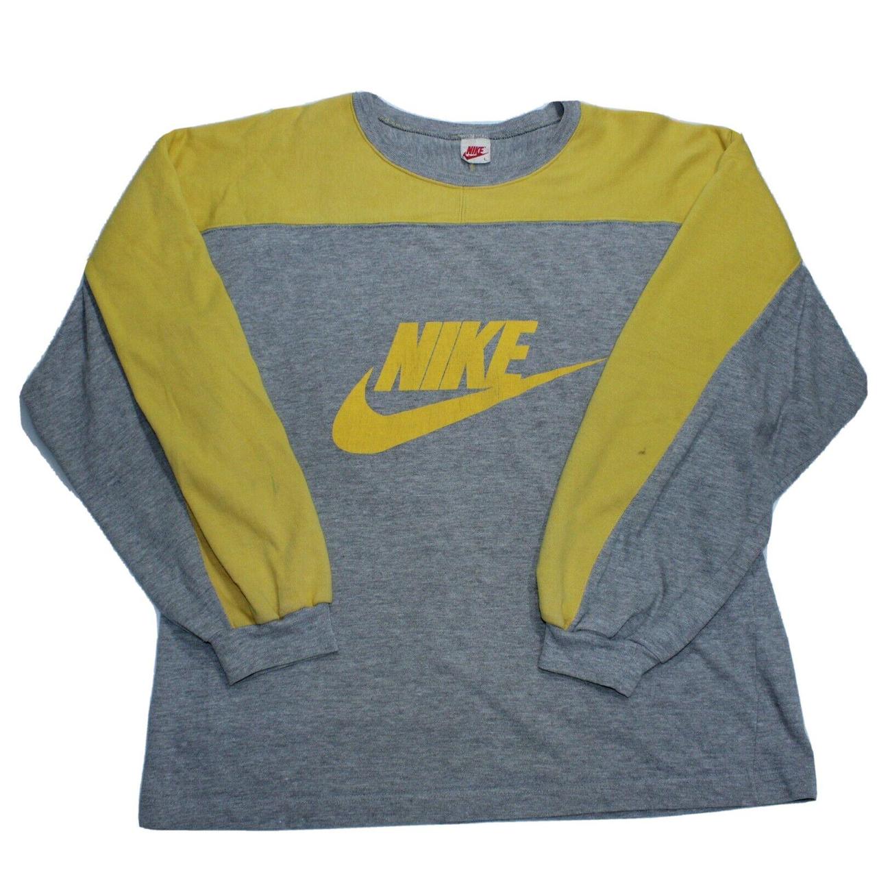 Vintage 90s nike best sale big logo yellow sweatshir