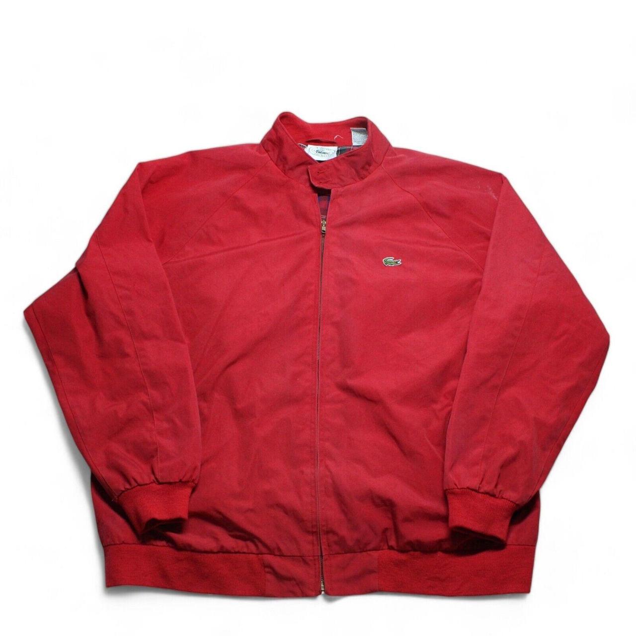 Izod Lacoste Bomber Jacket Mens XL Tall Red Check