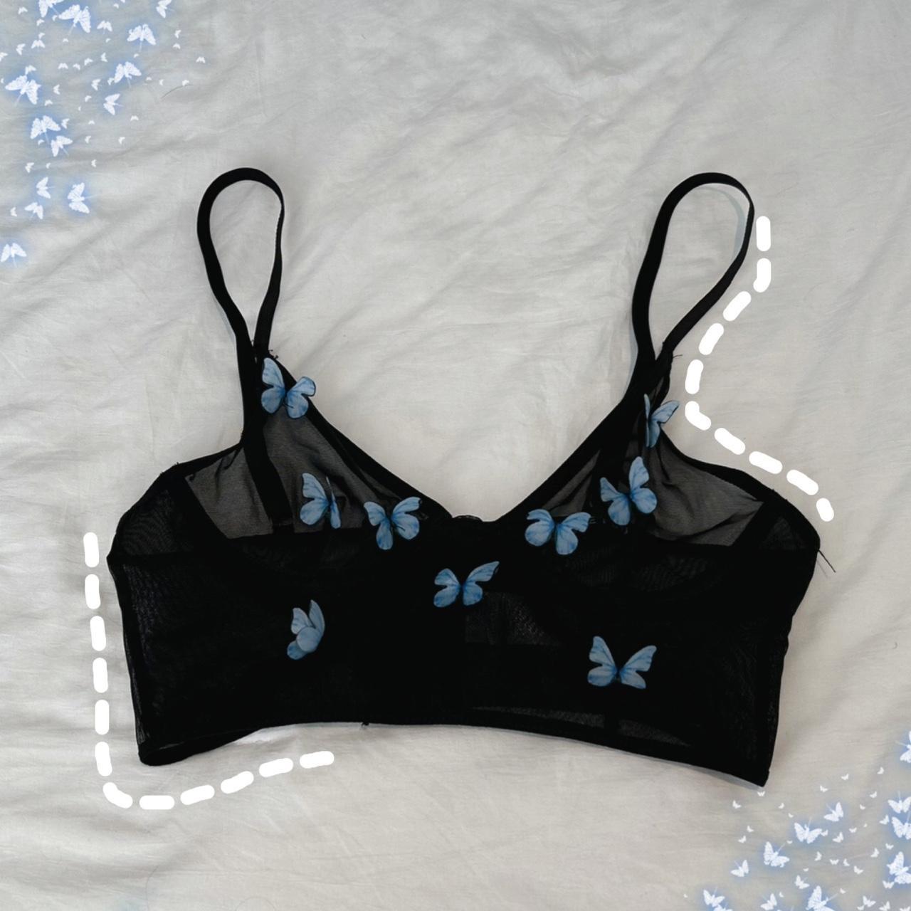 SHEER BUTTERFLY BRALETTE brand honeybum size Depop