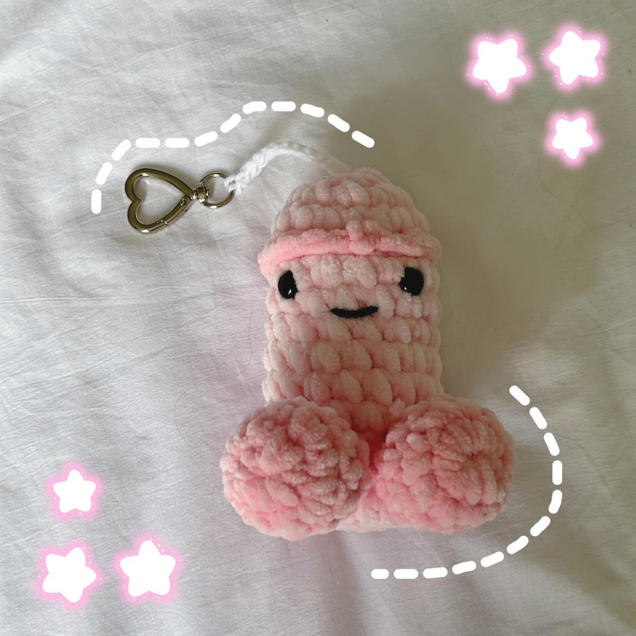 hand-crocheted dick plushie keychain🌷, +handmade by...