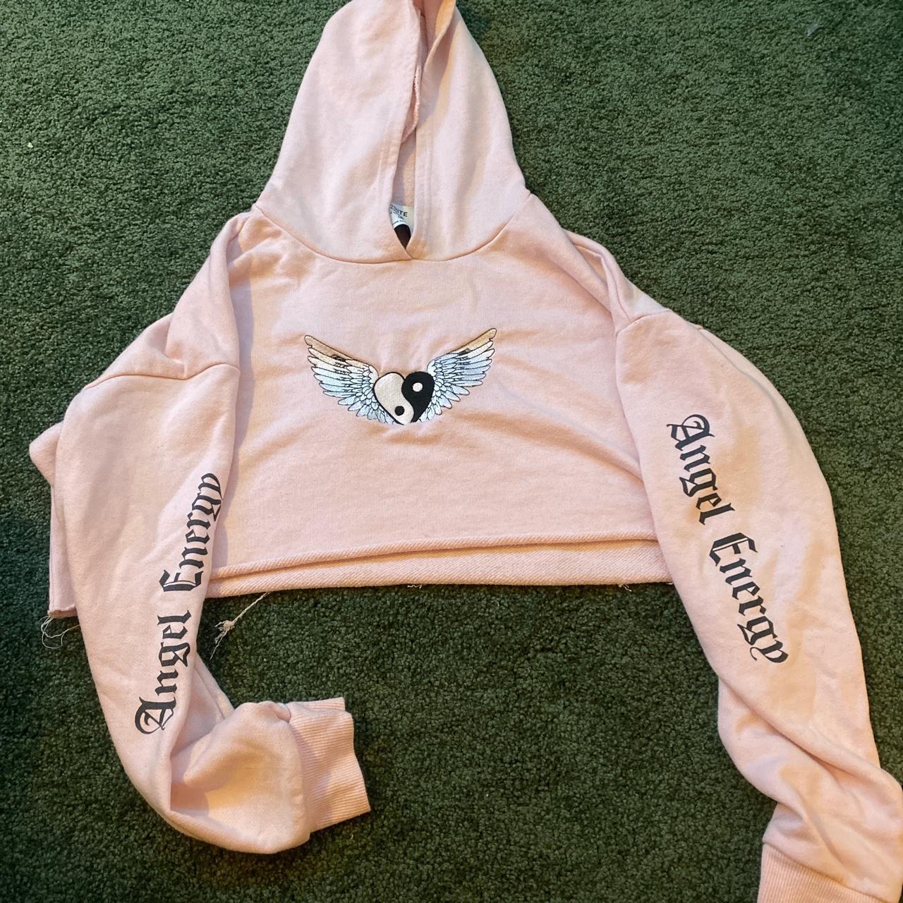 small cropped angel energy hoodie Depop