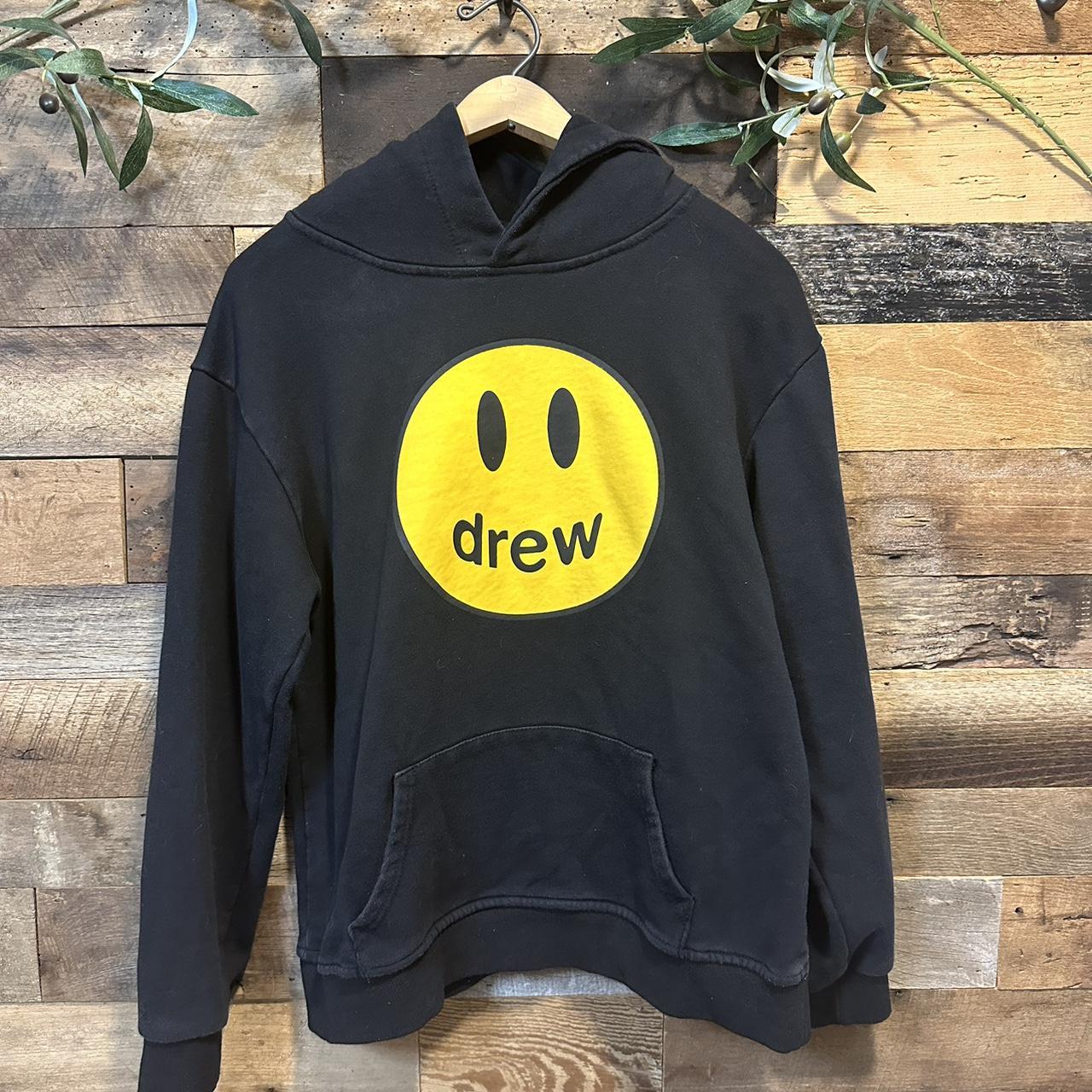 Drew House Men's Black and Yellow Hoodie | Depop