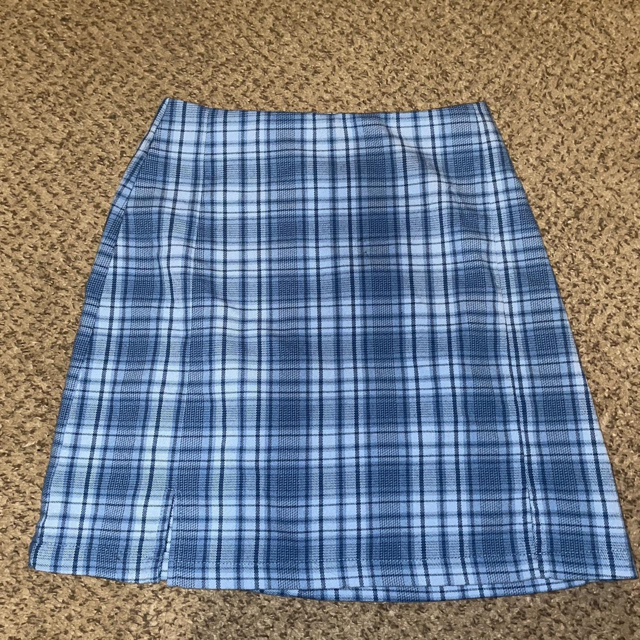 brandy melville blue plaid skirt Depop