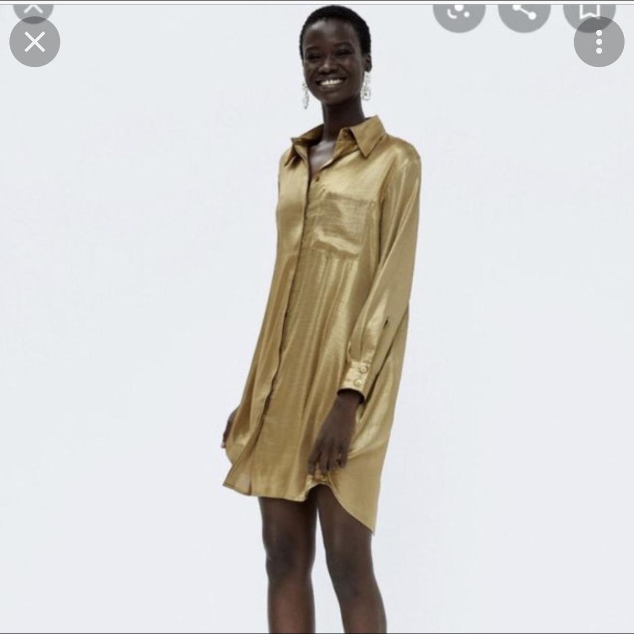 Fabulous Gold Shirtdress XS Gold button shirt