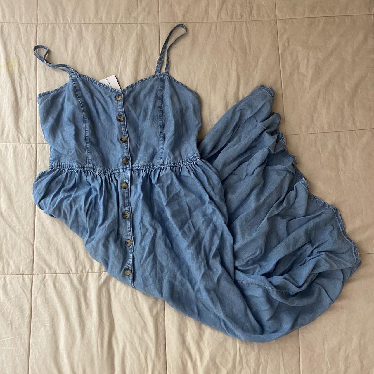 H&M Blue Maxi Dress w/Buttons Description: Blue... - Depop