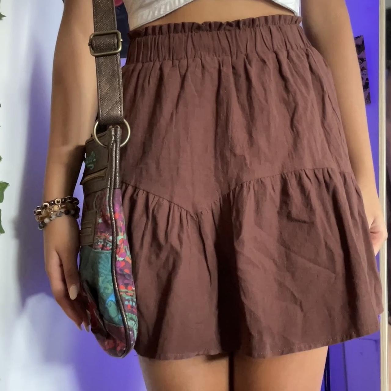 short brown skirt size m super cute for summer and... Depop