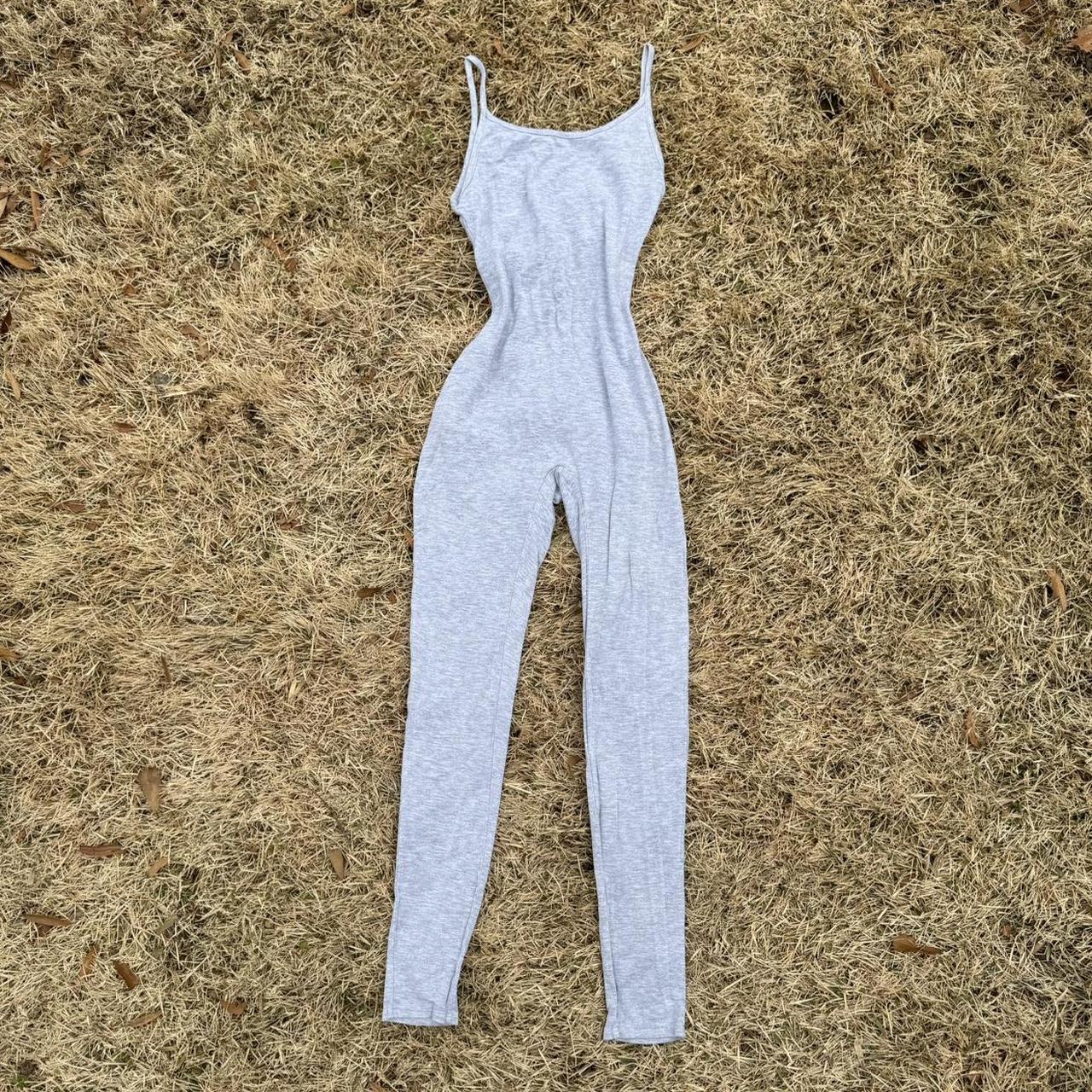 Fashion Nova Grey Jumpsuit Size XS Depop