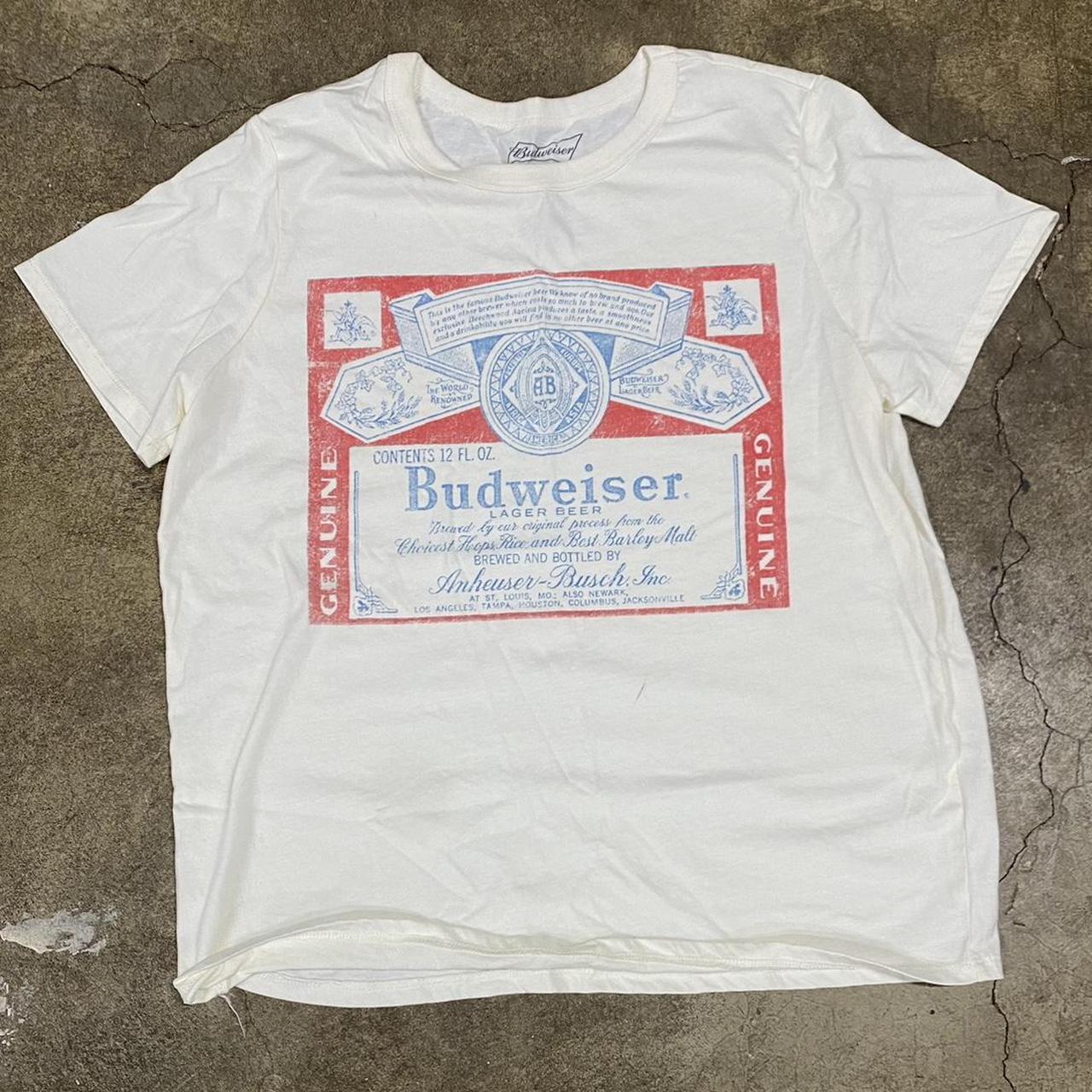 budweiser tee size L discoloring as shown if you... - Depop