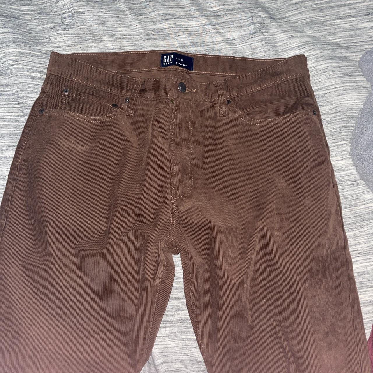 Gap cord brown pants straight fit size 34x32 Depop