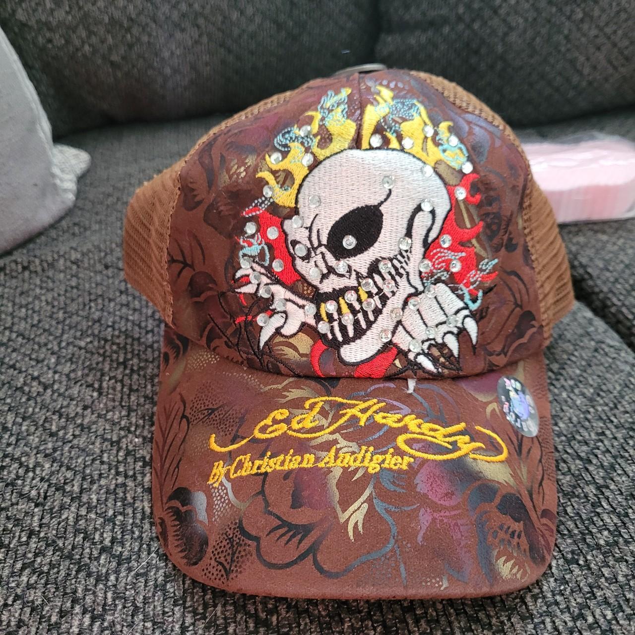 brown ed hardy hat