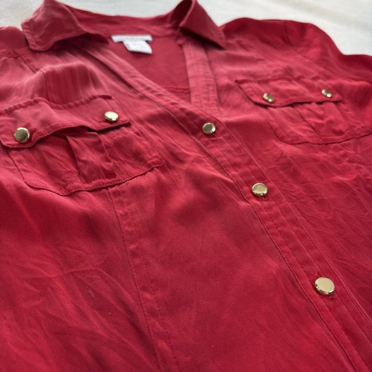 Cache Women's Blouse - Red - S – Cache red silk b… - image 2