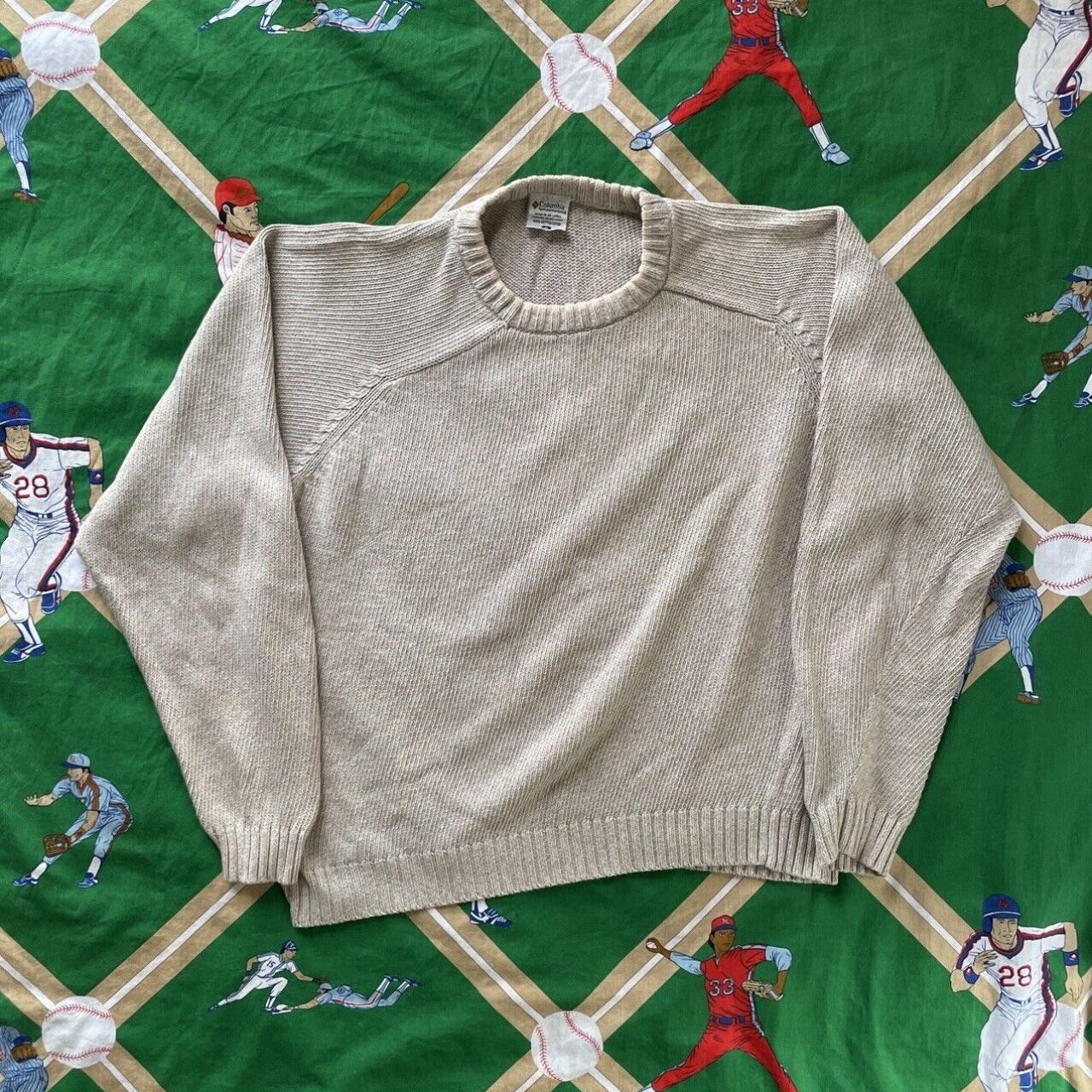 Columbia Knit Tan Men's M Sweater 100 Cotton Beige... Depop