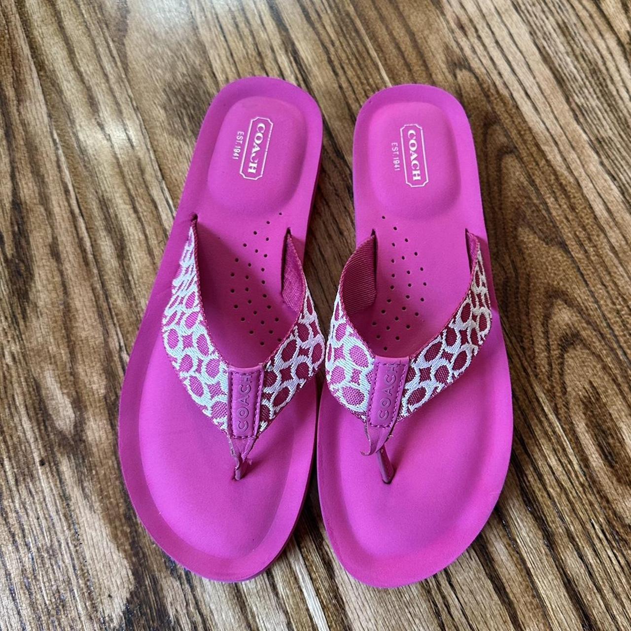 Pink Y2K Coach Flip Flops Size 9 1 2 coach y2k Depop