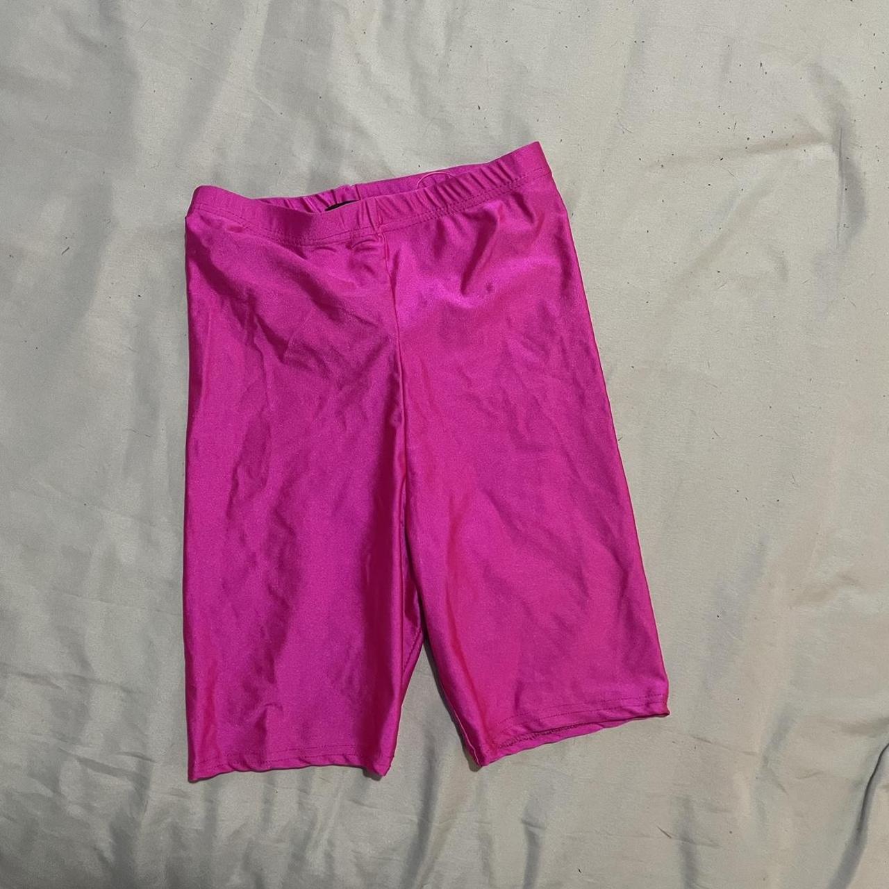 PLT neon pink shiny cycling shorts In perfect... - Depop