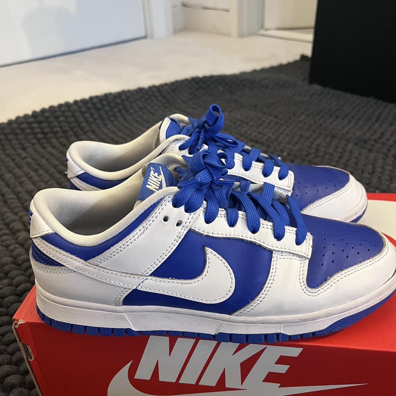 Nike Men's Blue and White Trainers | Depop