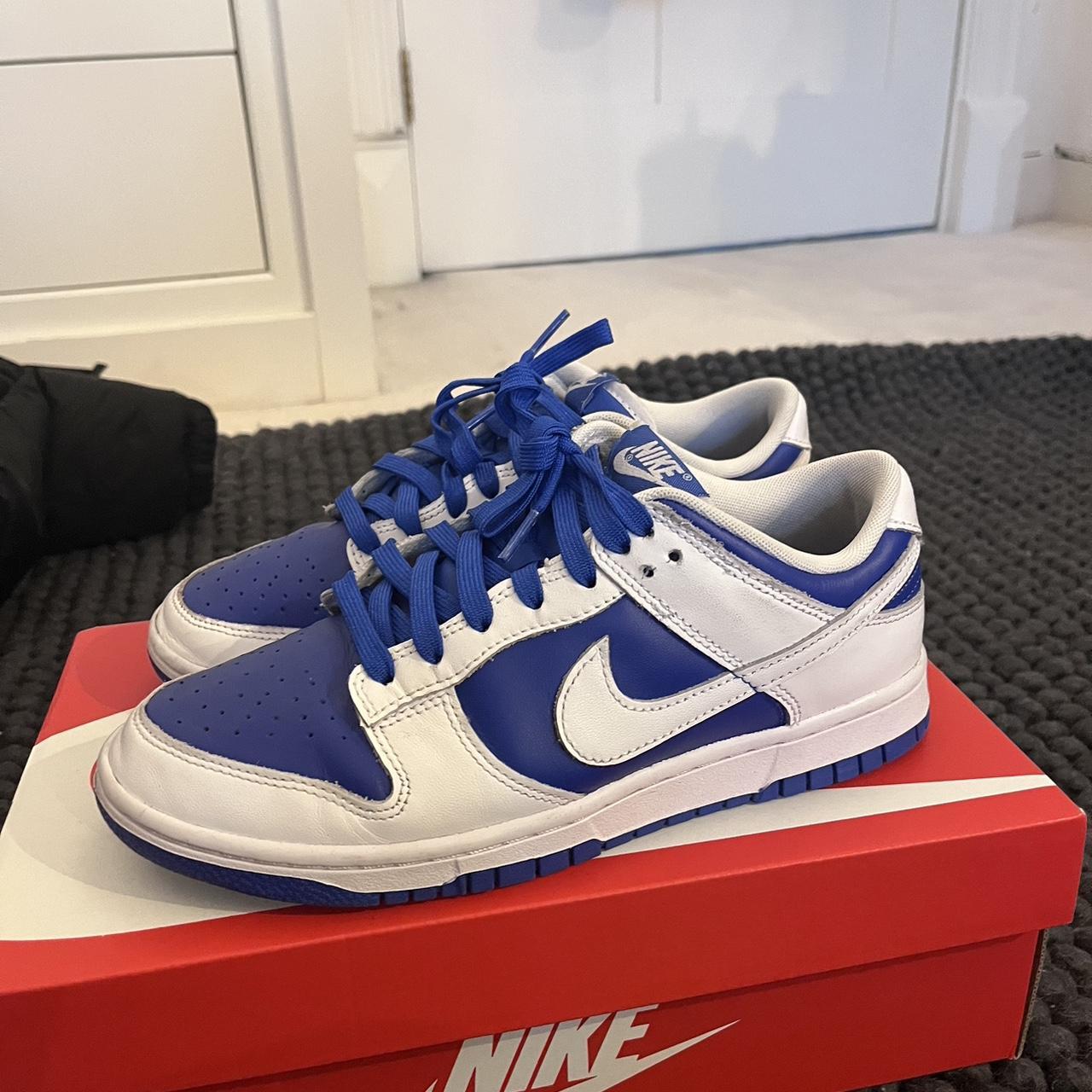 Nike Men's Blue and White Trainers | Depop