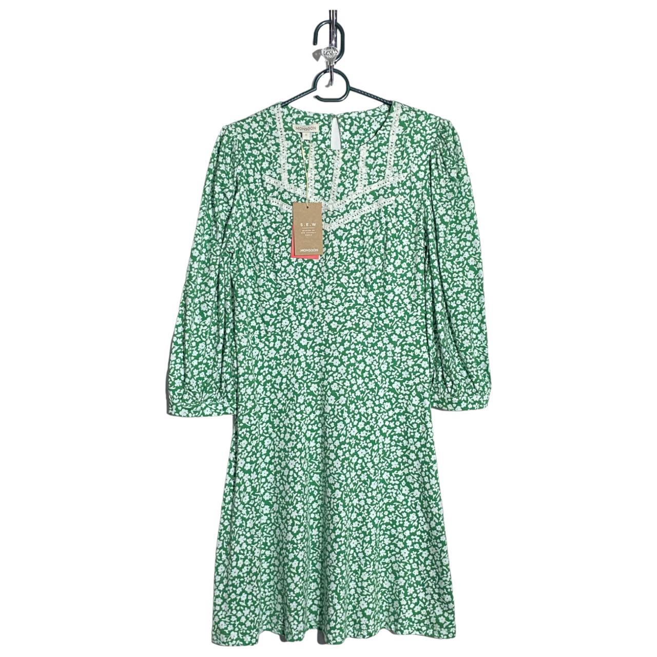 Monsoon Green White Broderie Floral Organic Depop