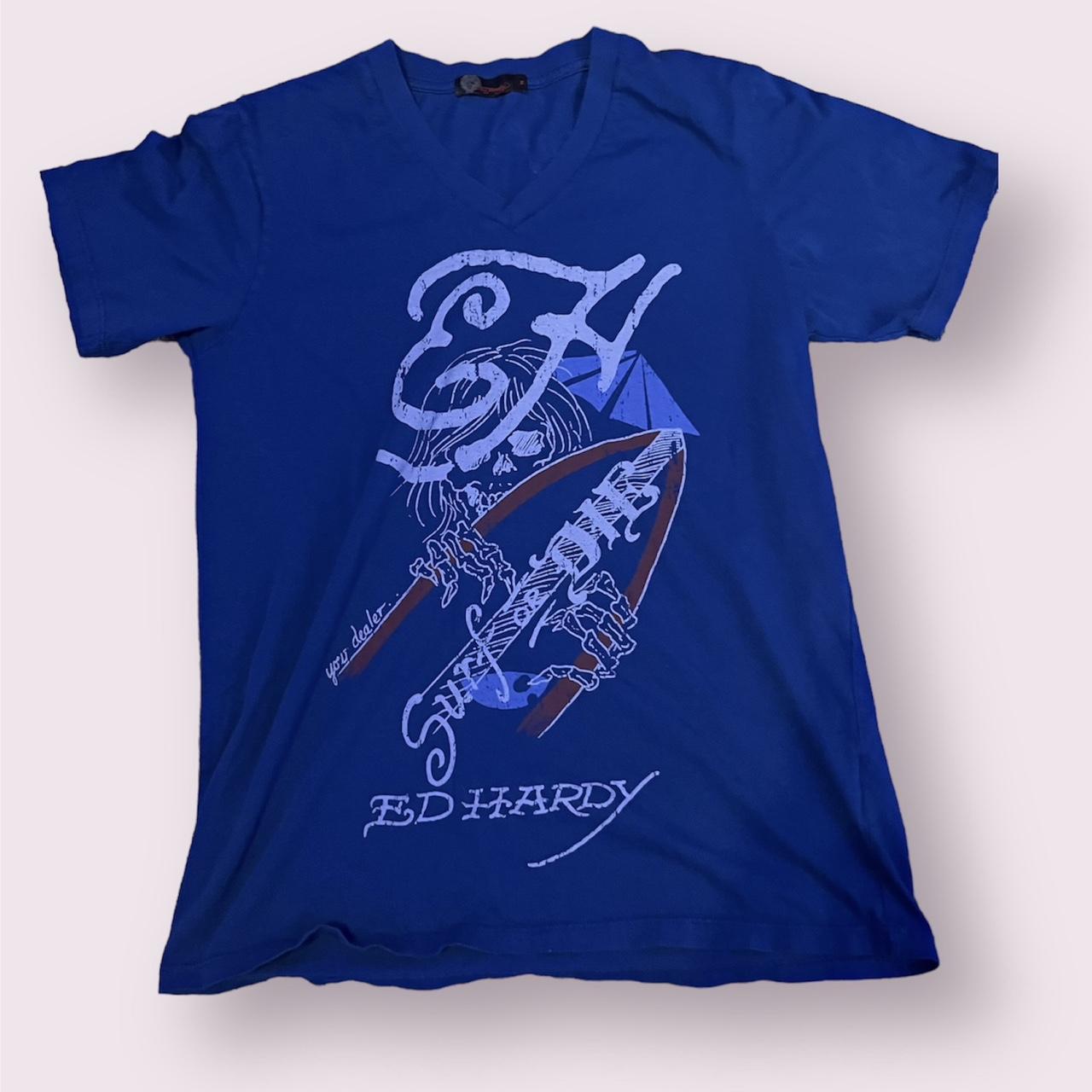 Ed Hardy surf or die Vneck shirt size Medium (not... Depop
