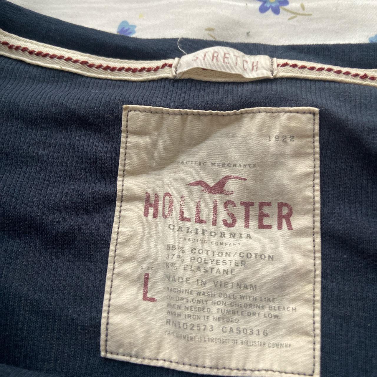 hollister woman’s navy blue button up henley long... - Depop