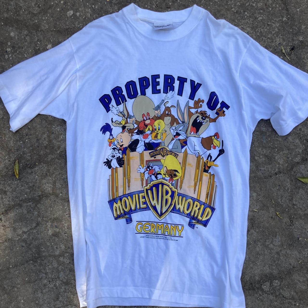 90S Vintage Looney Tunes Shirt Size Large Vtg White Warner Bros
