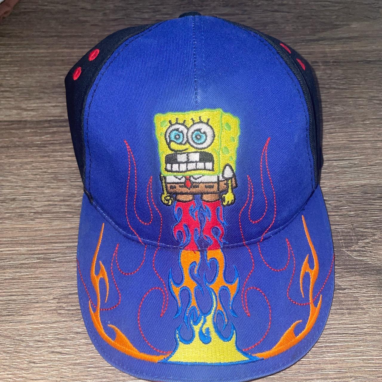 Y2k SpongeBob Flames strap back cap, Good condition,... - Depop