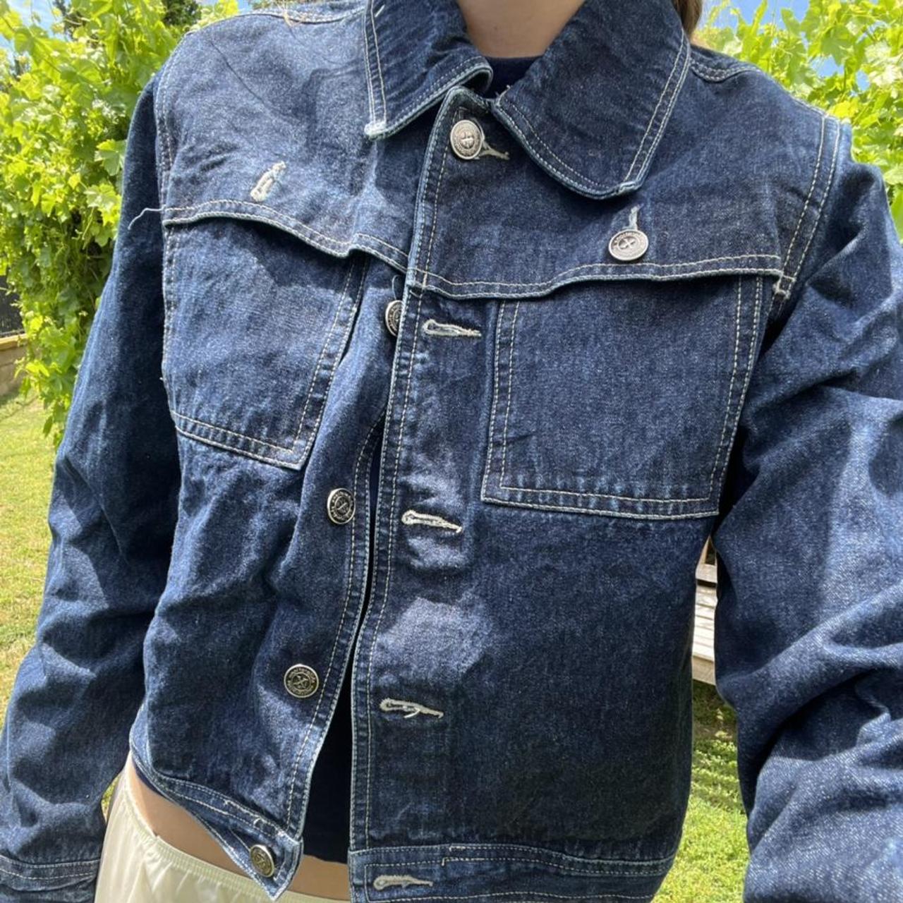 vintage levi's denim jacket with big patch on the - Depop