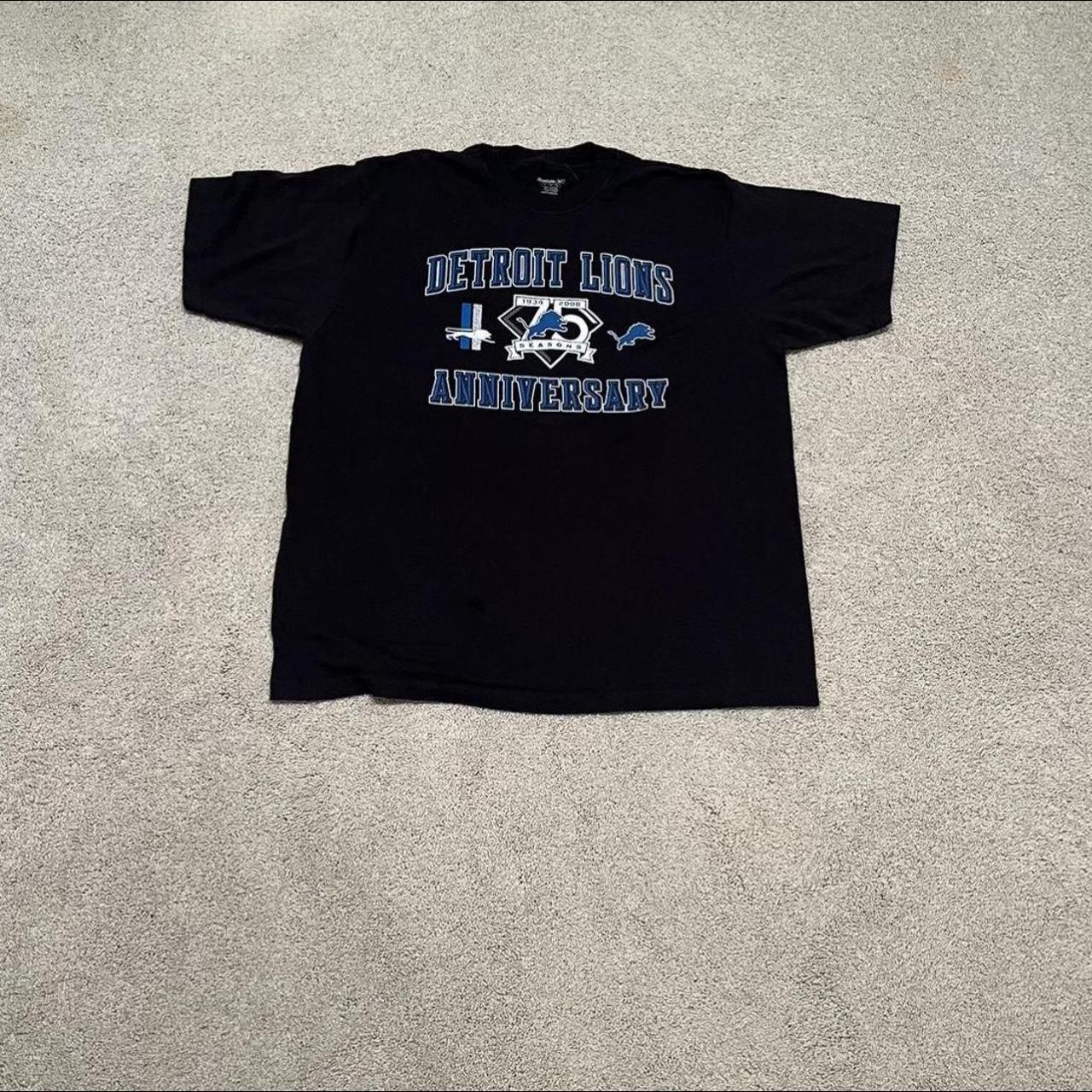 Vintage Detroit Lions Anniversary Short Sleeve Tee... - Depop