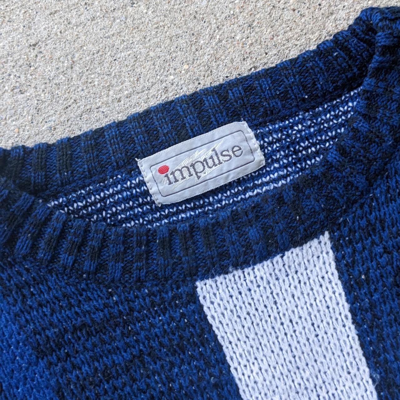 Vintage Blue & White Sweater Impulse SEE... - Depop