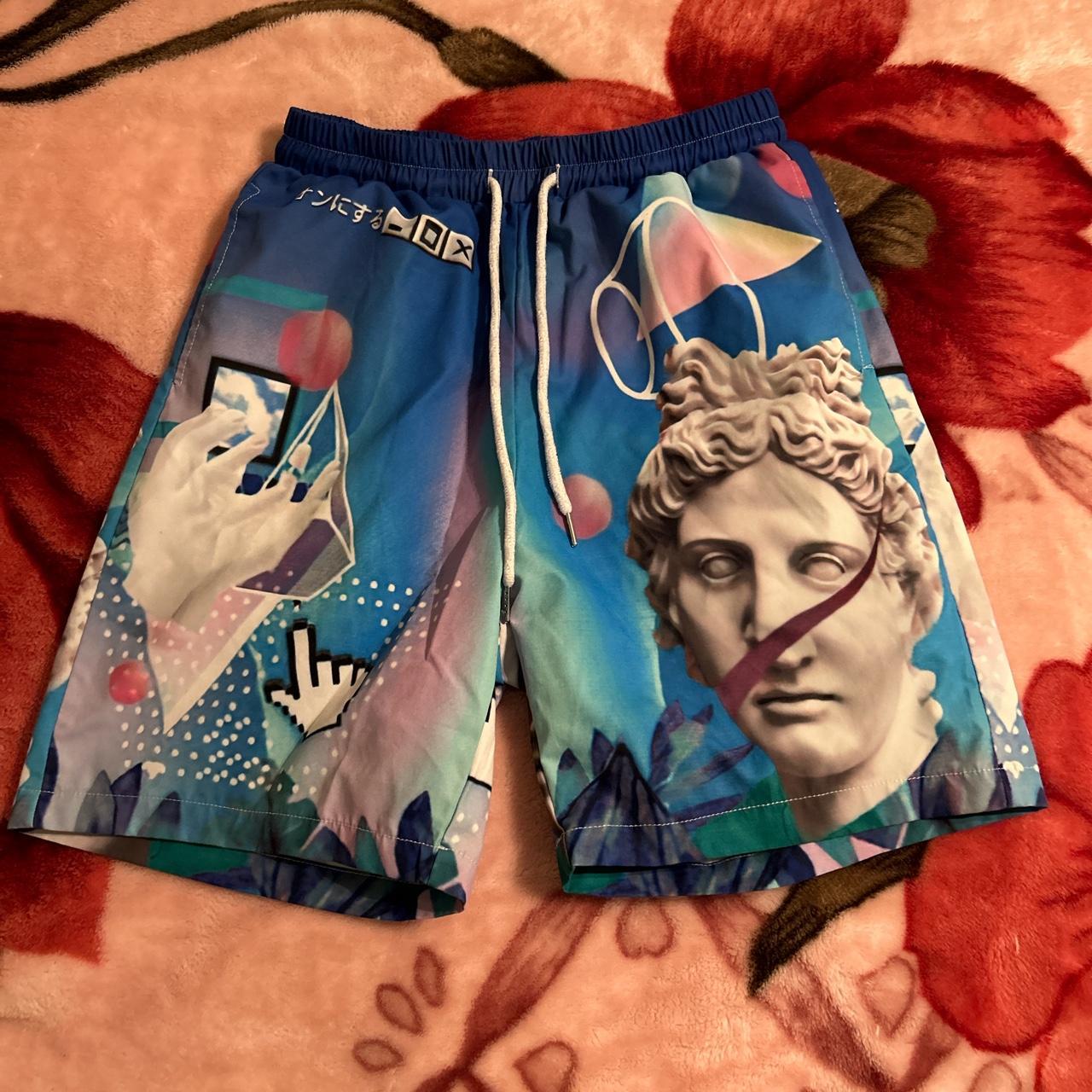 SHEIN Men's Blue and Purple Shorts Depop