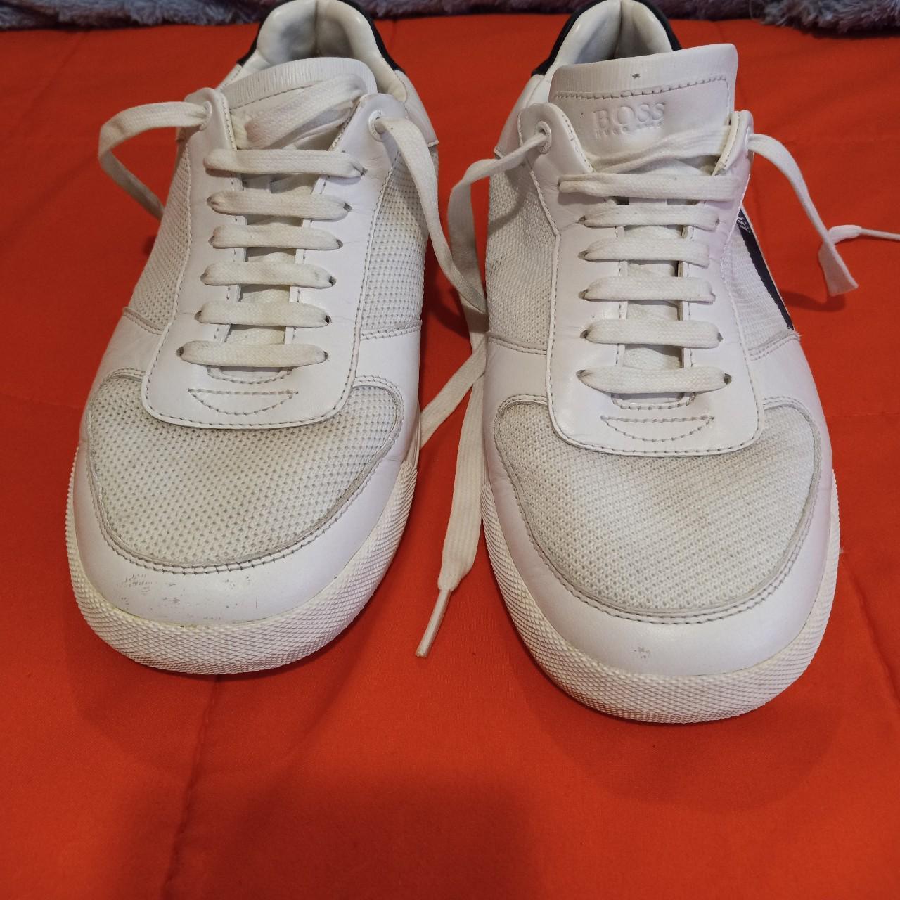 Hugo Boss Men's White Low-Top Trainers Sneakers in... - Depop